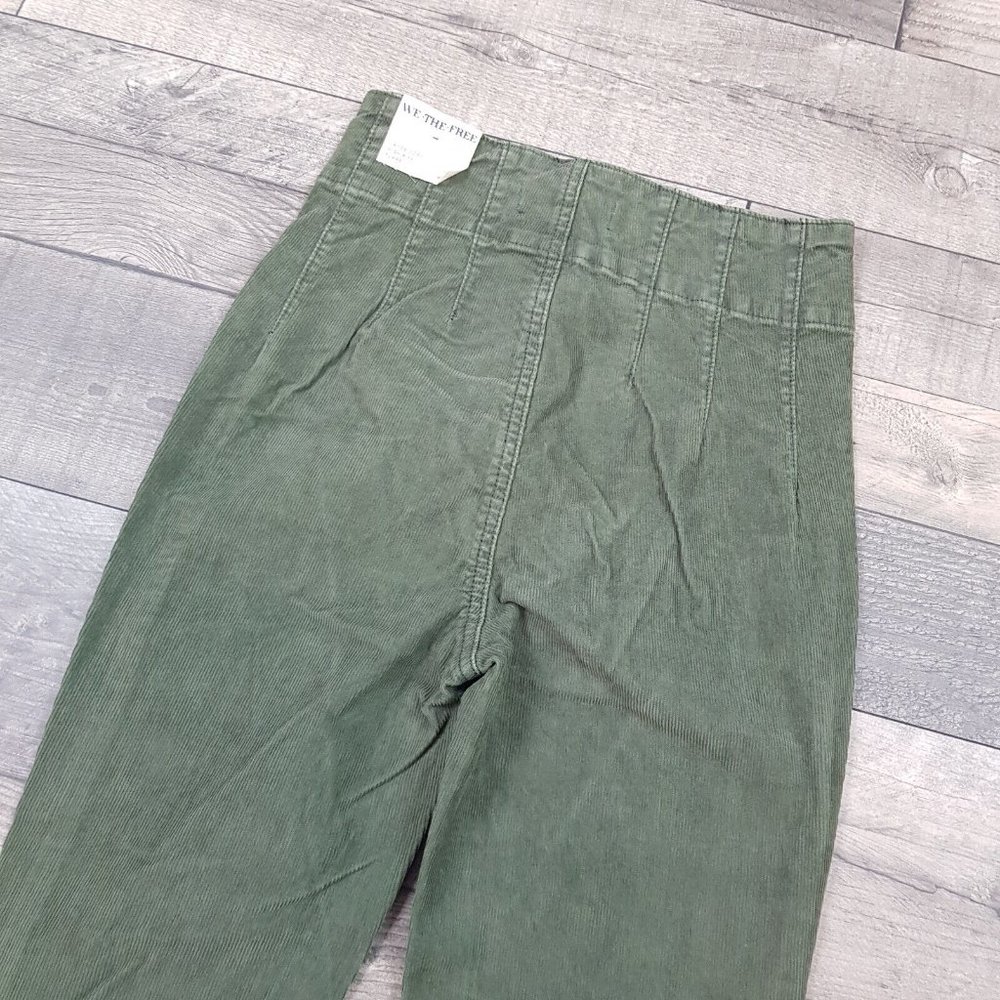 Free People Jayde Corduroy Flare Jeans 25 UK 4 Green High Rise We The Free BN - Picture 5 of 11